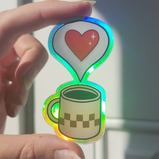 Coffee Lover Holographic Sticker ☆ Stardew Valley Stickers